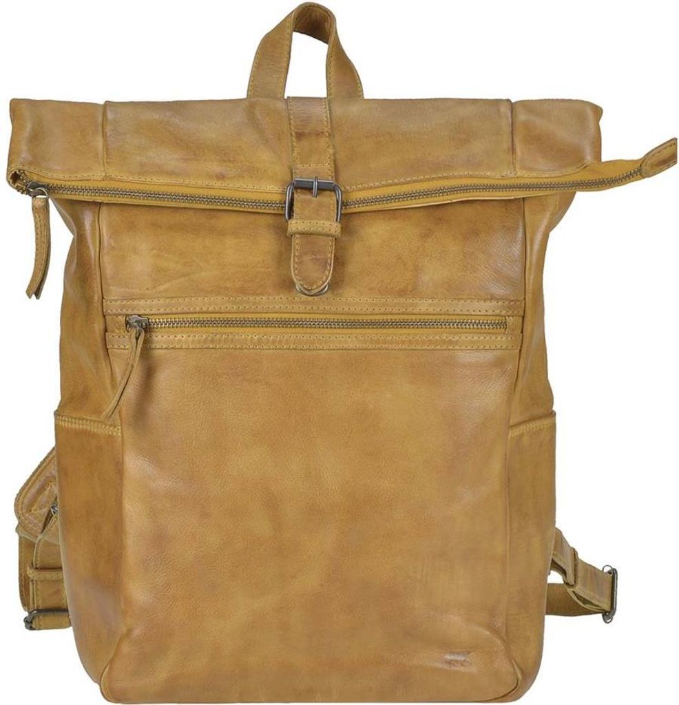 Bear Design Rucksack Leder Damen Herren Rolltop Daypack Kurierrucksack Tagesrucksack