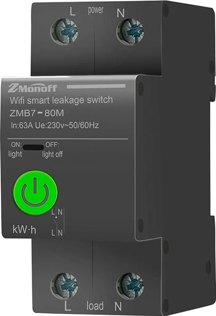 Disjoncteur Connecté 2P Tuya Wi-Fi avec Protection Fuite et Statistique