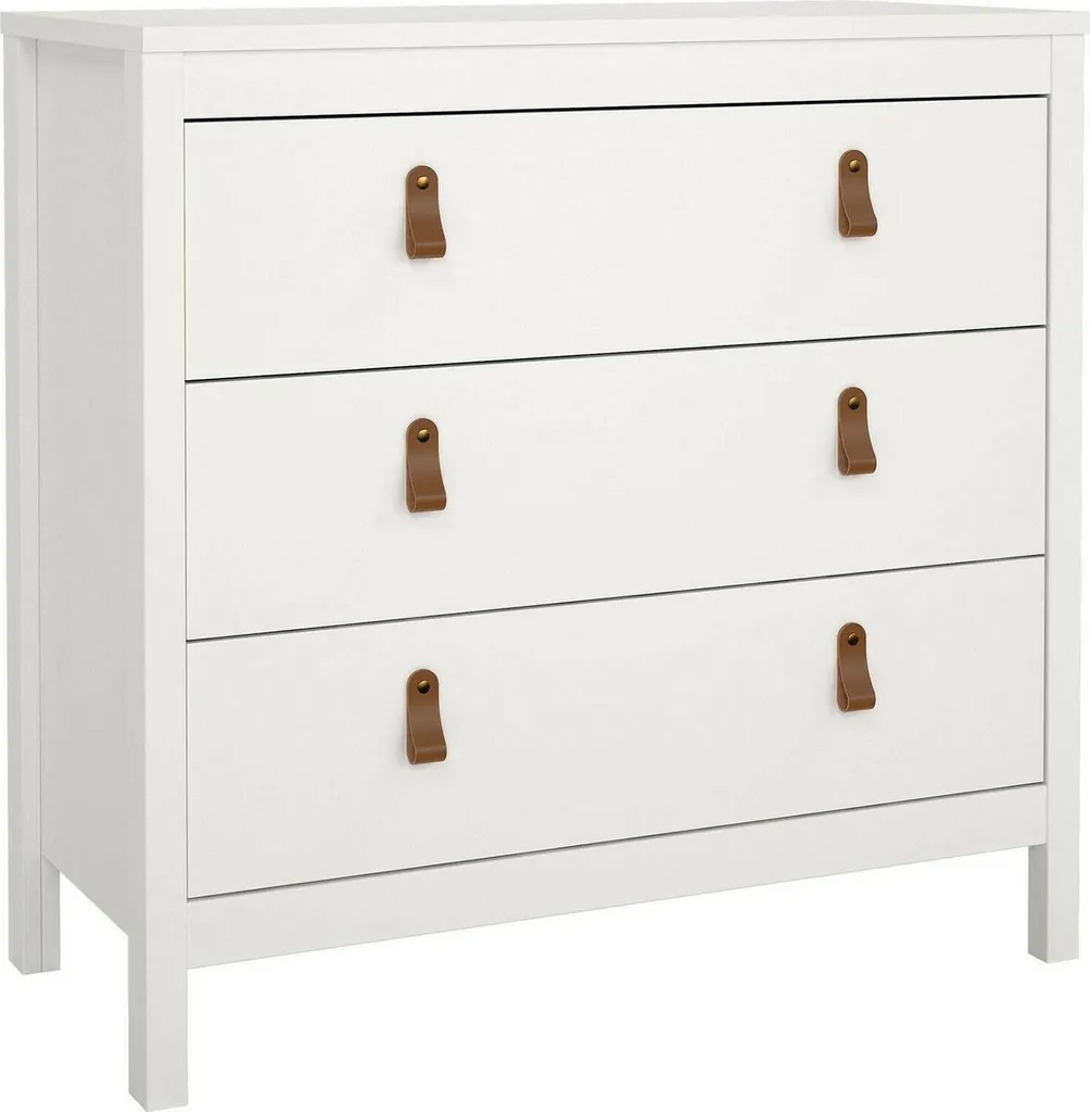 Commode 3 Tiroirs Sagar Meuble de Rangement Blanc Idéal Chambre