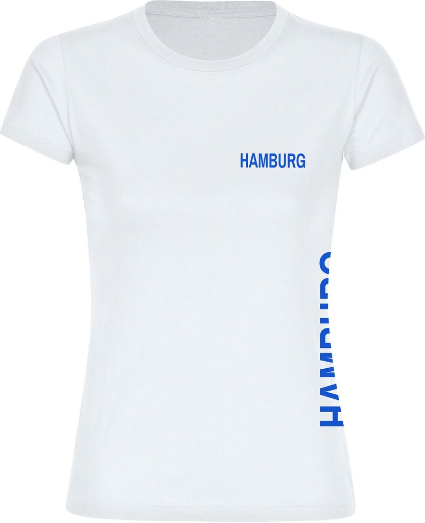 multifanshop Damen T-Shirt - Hamburg - Brust & Seite, weiß, Größe 3XL