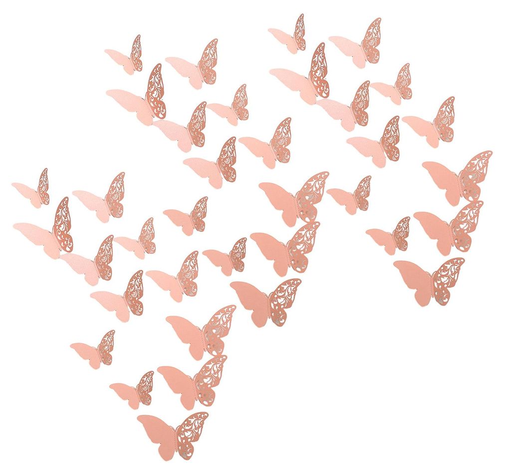 36 Stück 3D-Schmetterlings-Wanddekoration, hohle Flügel aus Papier, Schmetterlingsform-Aufkleber für Zuhause, Büro, Wohnzimmer, Schlafzimmer, W...