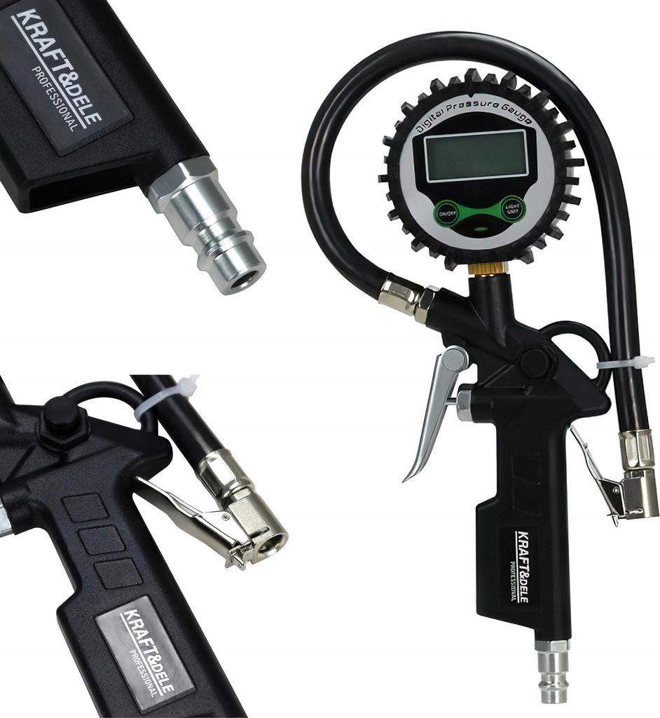 Cyfrowy LCD Pistolet Pompowania Kół Opon Manometr 12 bar Zdjęcie produktu 