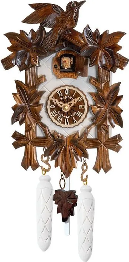 Coucou Silencieux la Nuit avec Musique : Horloge Quartz Noyer 22 cm