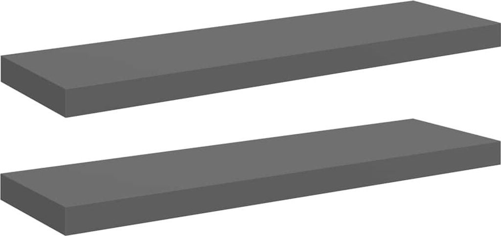 vidaXL Schweberegale 2 Stk. Hochglanz-Grau 80x23,5x3,8 cm MDF