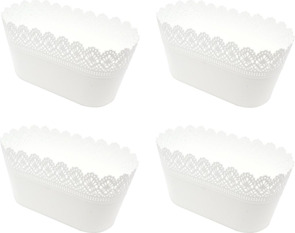 Kunststoff Blumentopf 28cm x 13cm x 15cm weiß 4 Stück