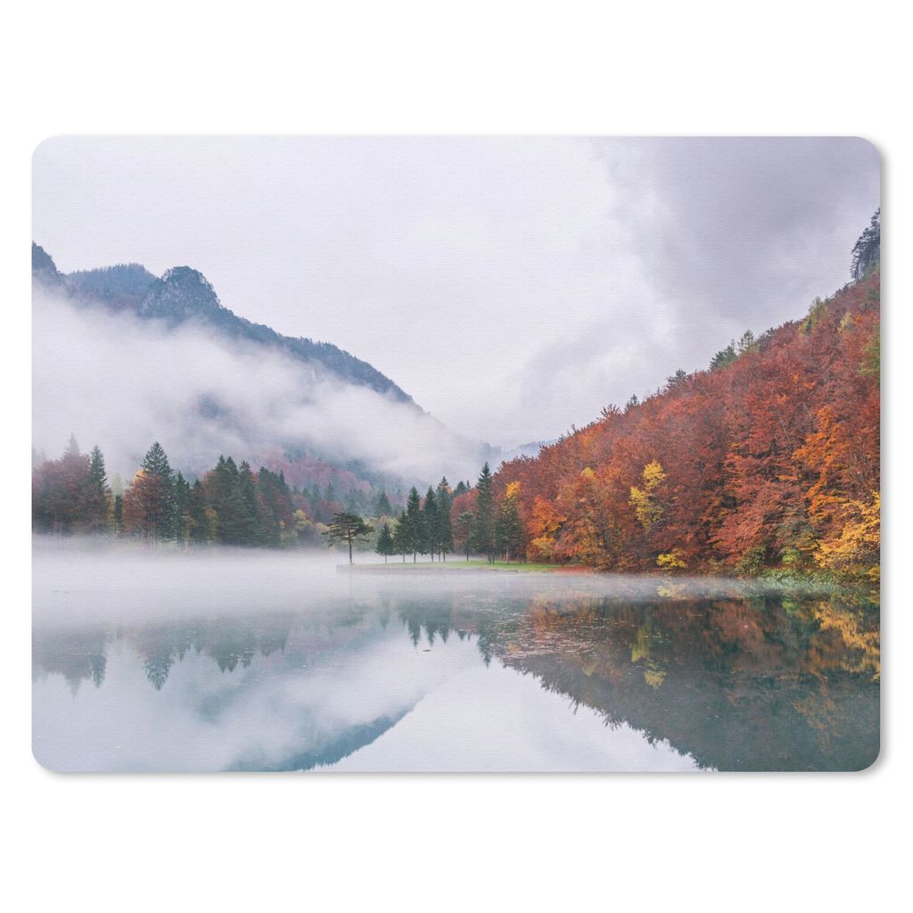 MuchoWow Mauspad Mousepad Herbst - Nebel - Wasser - Landschaft 23x19 cm - Mousepads - Maus Mat - Pad - Mausunterlage - Schreibtischunterlage - Ma...