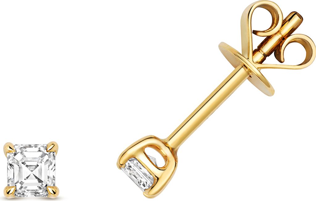 Funkelndes Feuer 18 Karat (750) Gold Damen - Diamant Paar Ohrstecker Asscher-Schliff 0.31 Karat; TRS3469118KY