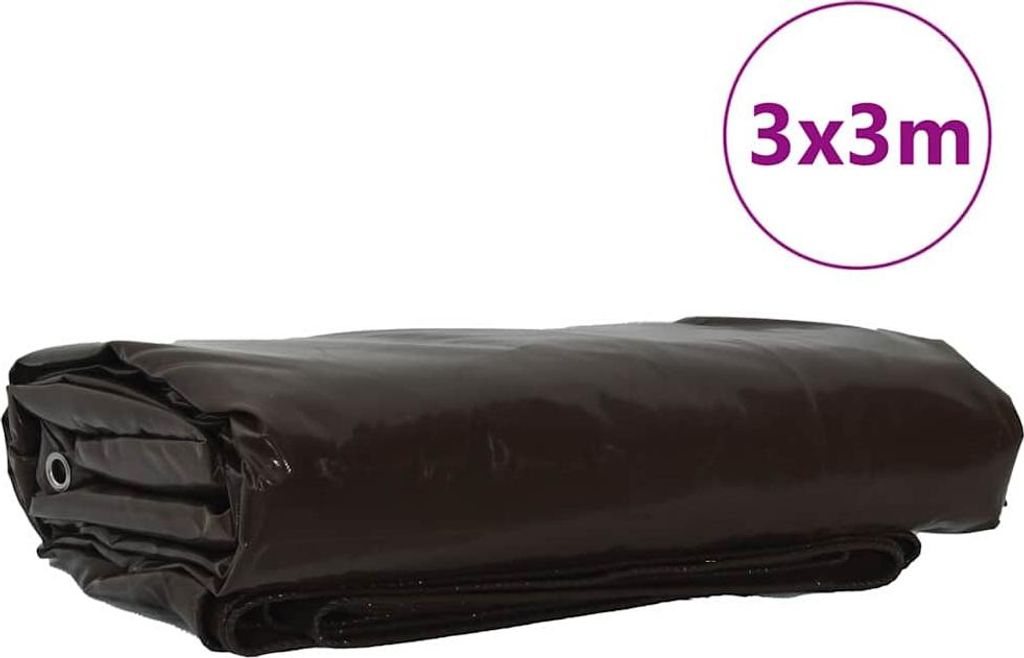 vidaXL Plachta 650g / m² Hnedá 3 x 3 m Plátno s PVC vrstvou Obrázok produktu 