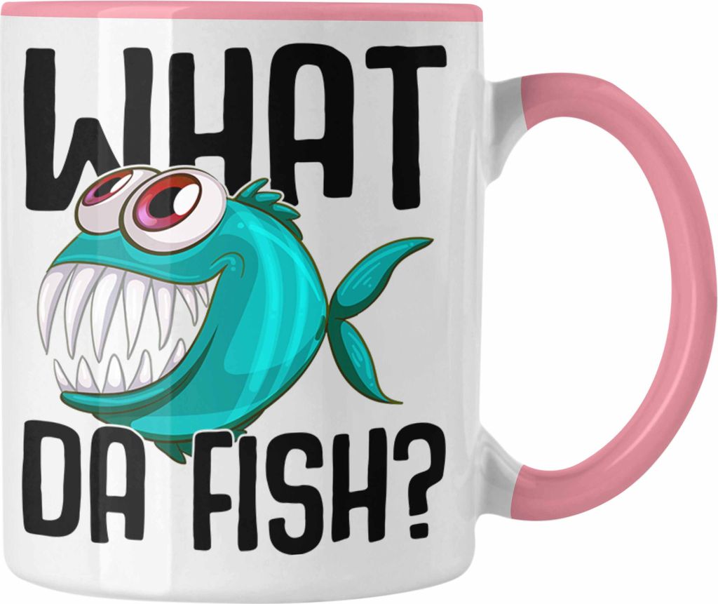 Trendation - Angler Fischer Tasse Geschenk Raubfische Hobbyangler Hecht Forelle Barsch Angeln Kaffeetasse Zubehör (Rosa)