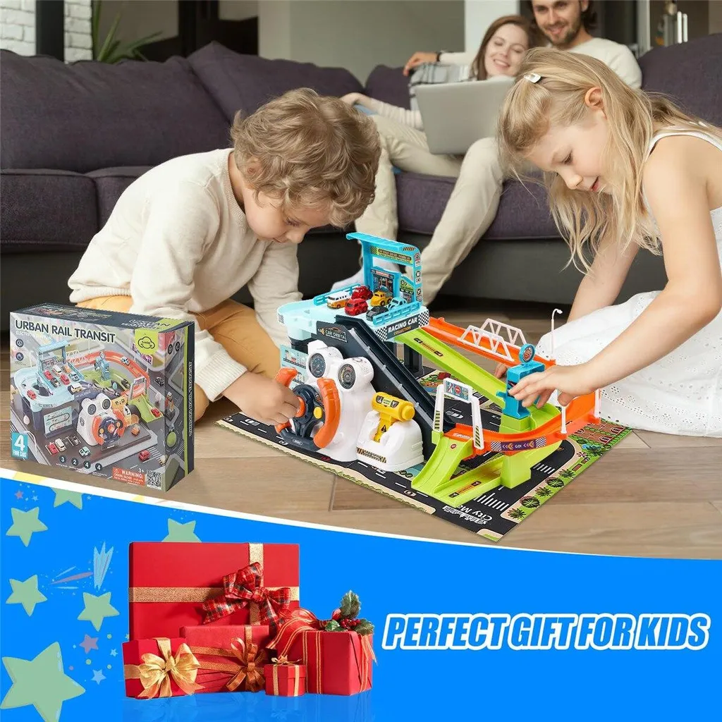 Circuit interactif STEM Stad bleu avec volant et levier de vitesses