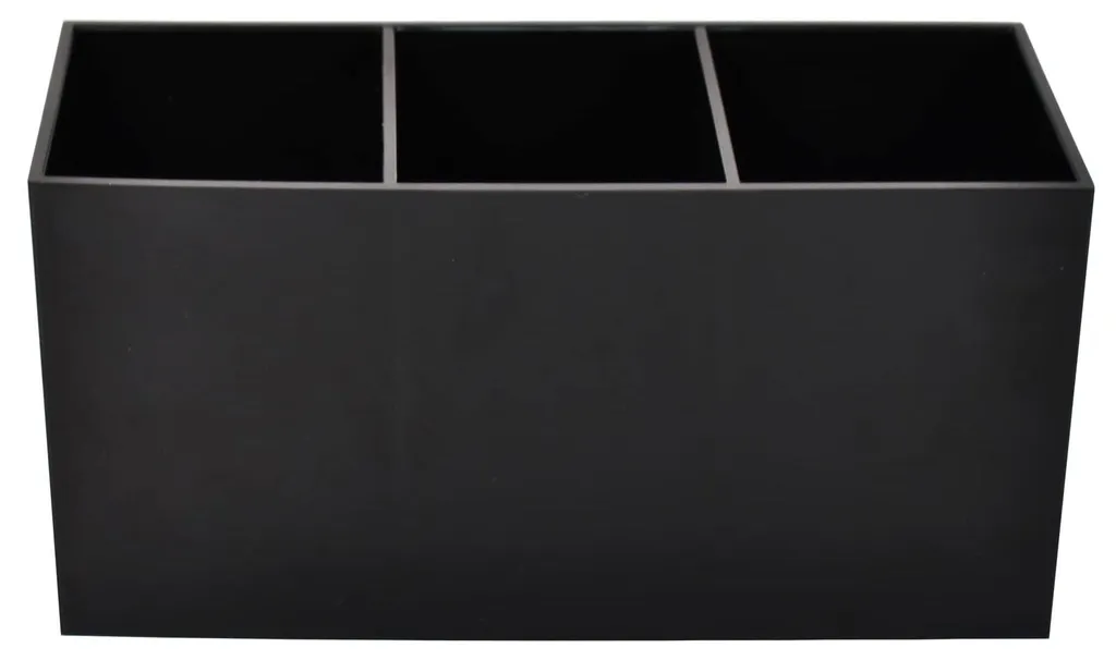 Porte-pinceaux de maquillage noir design avec 3 fentes de rangement