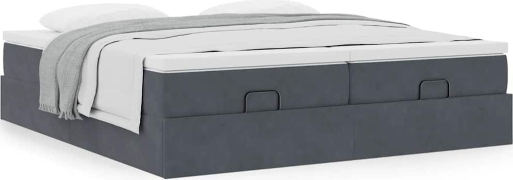 Maison Exclusive - Ottoman-Bett mit Matratzen Dunkelgrau 160x200 cm Samt