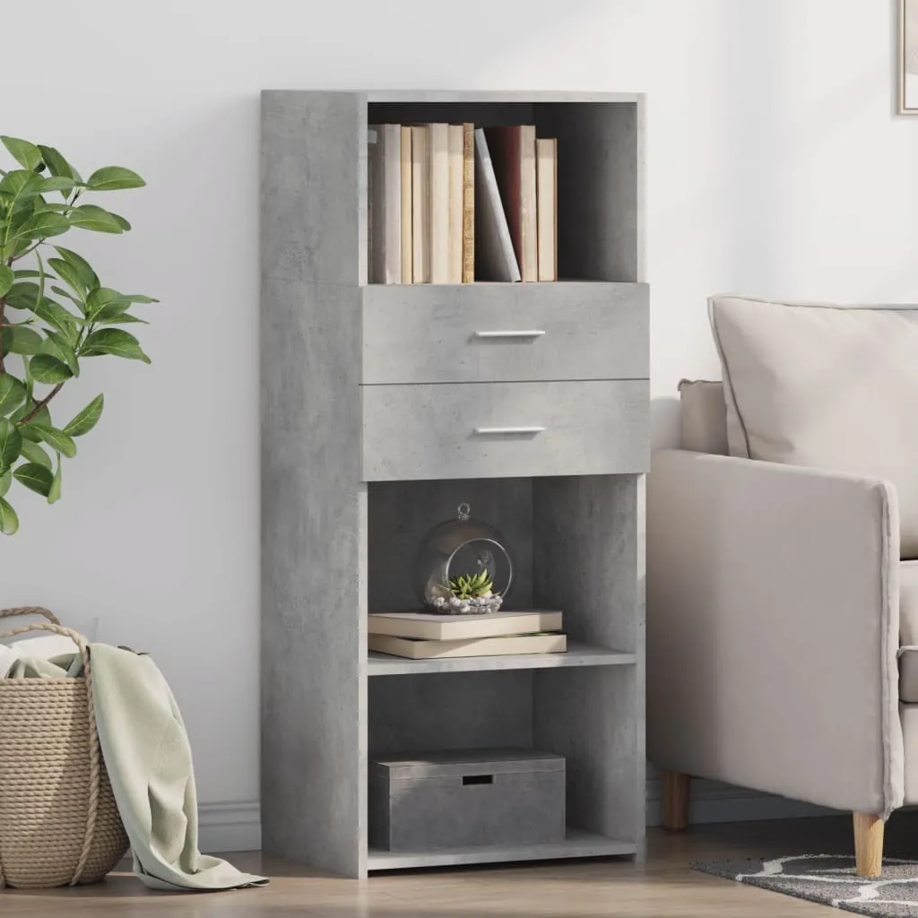 Mobile Credenza Alta Vetrina Grigio Cemento 50cm - Legno Octo3906629