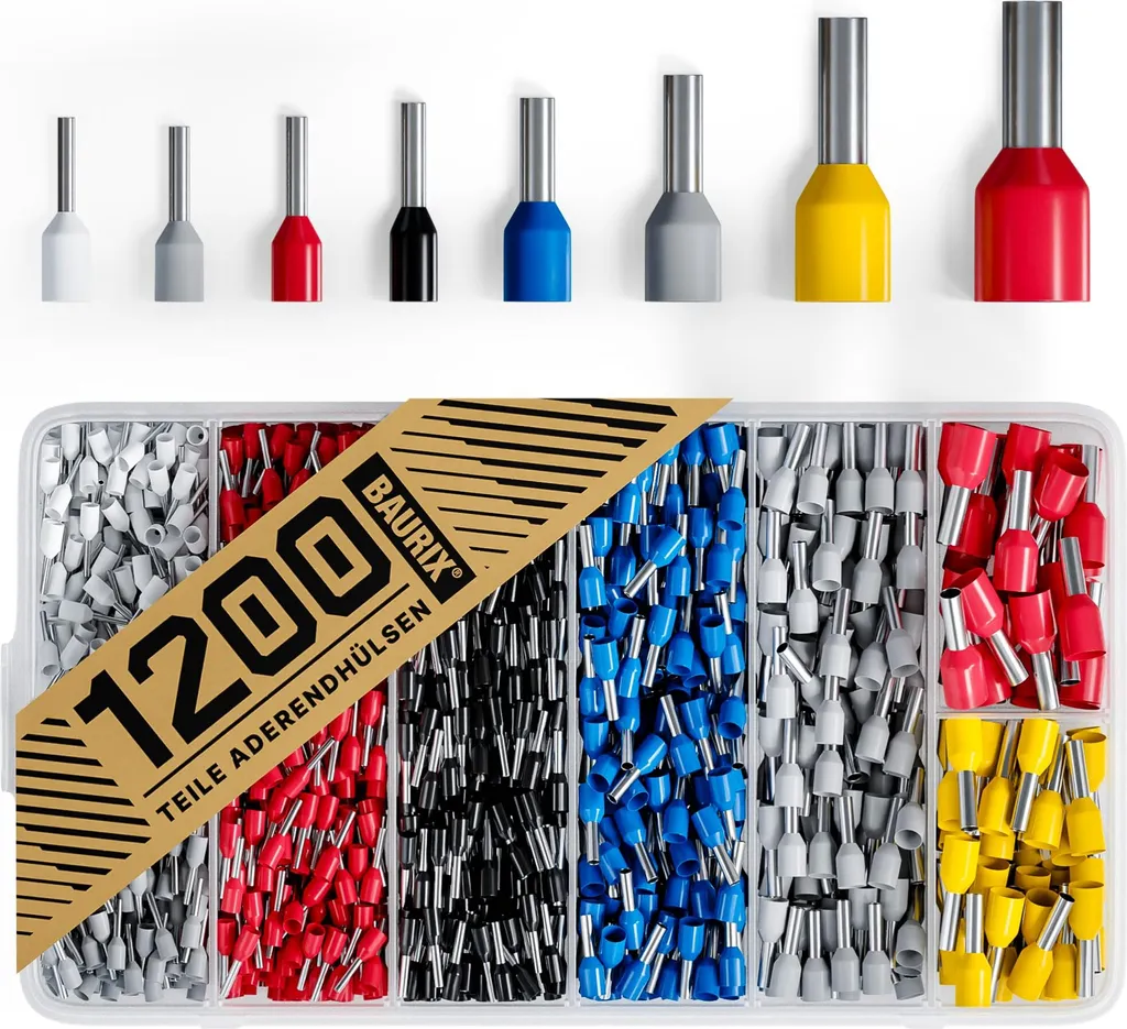BAURIX 1200 Embouts de Câblage Isolés DIN 46228 de 0,5 à 10 mm²