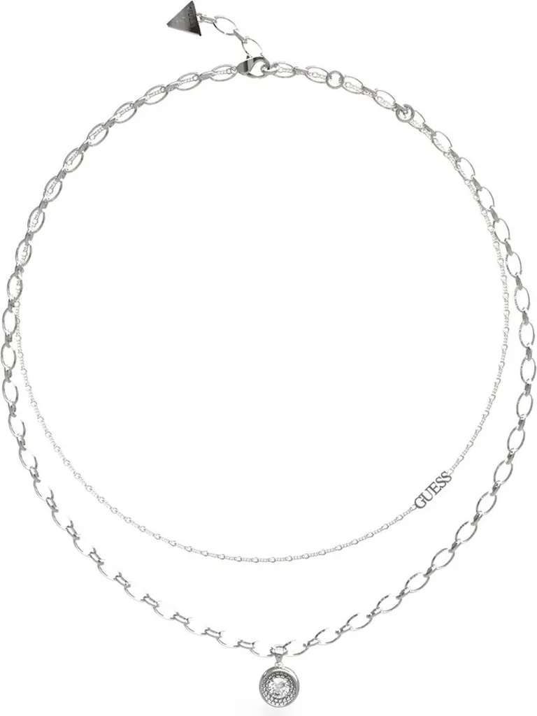 Sautoir Femme Guess Argenté Chic : Bijou Tendance pour Collier Logoté