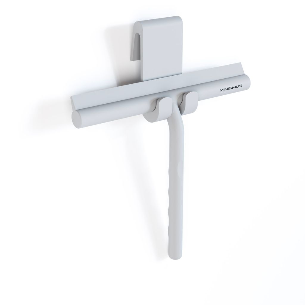 Minismus Fensterwischer mit Aufhängungshaken - Abzieher Dusche - Duschwischer - Fensterabzieher - Duschständer - rutschfest - Duschwischer (Weiß)