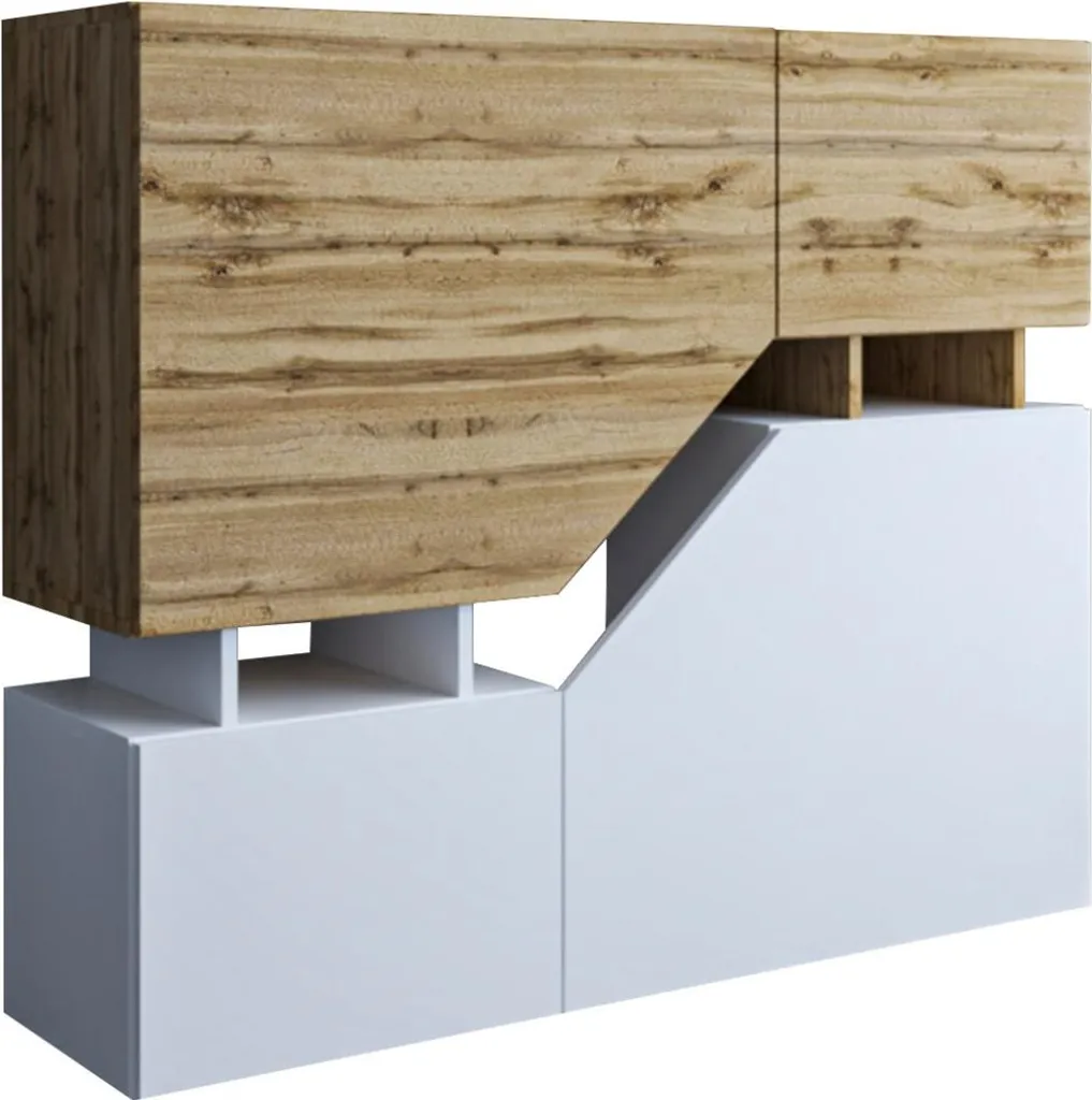 Buffet haut Pitt 120 cm : Gagnez de la place avec ce meuble 4 portes bois
