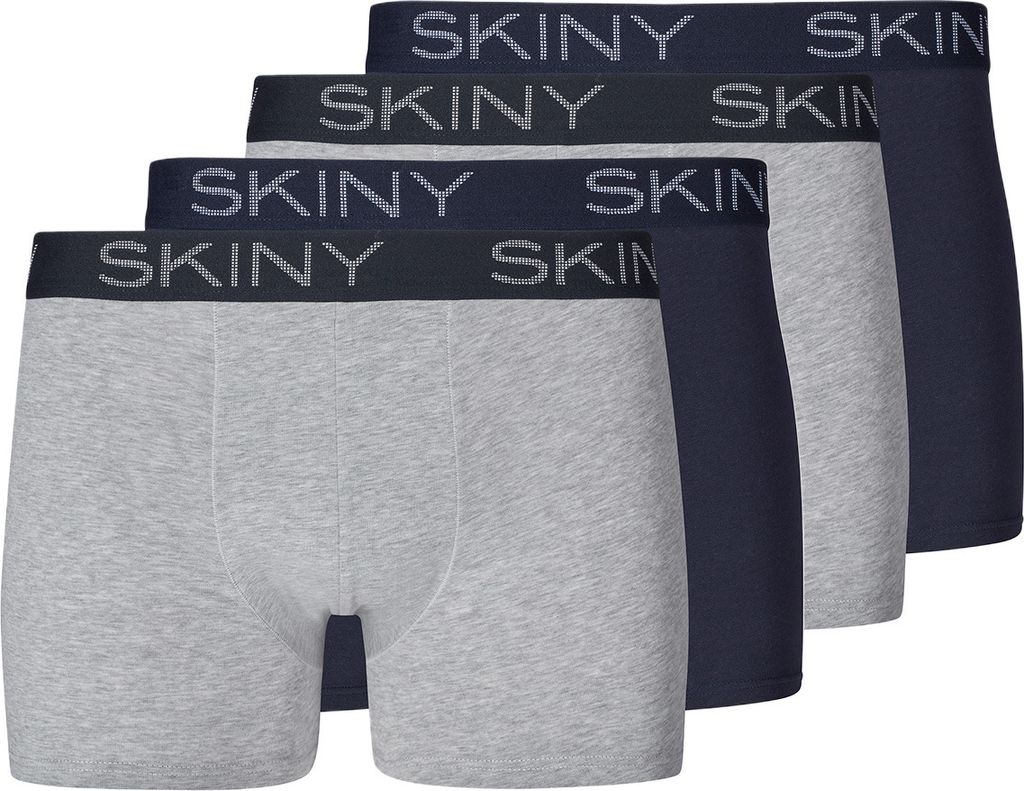 Skiny 4er Pack Baumwolle Retro Short / Pant Perfekter Passform dank Stretchanteil, Logo im angesetzten Bundgummi, Angenehmes Tragegefühl