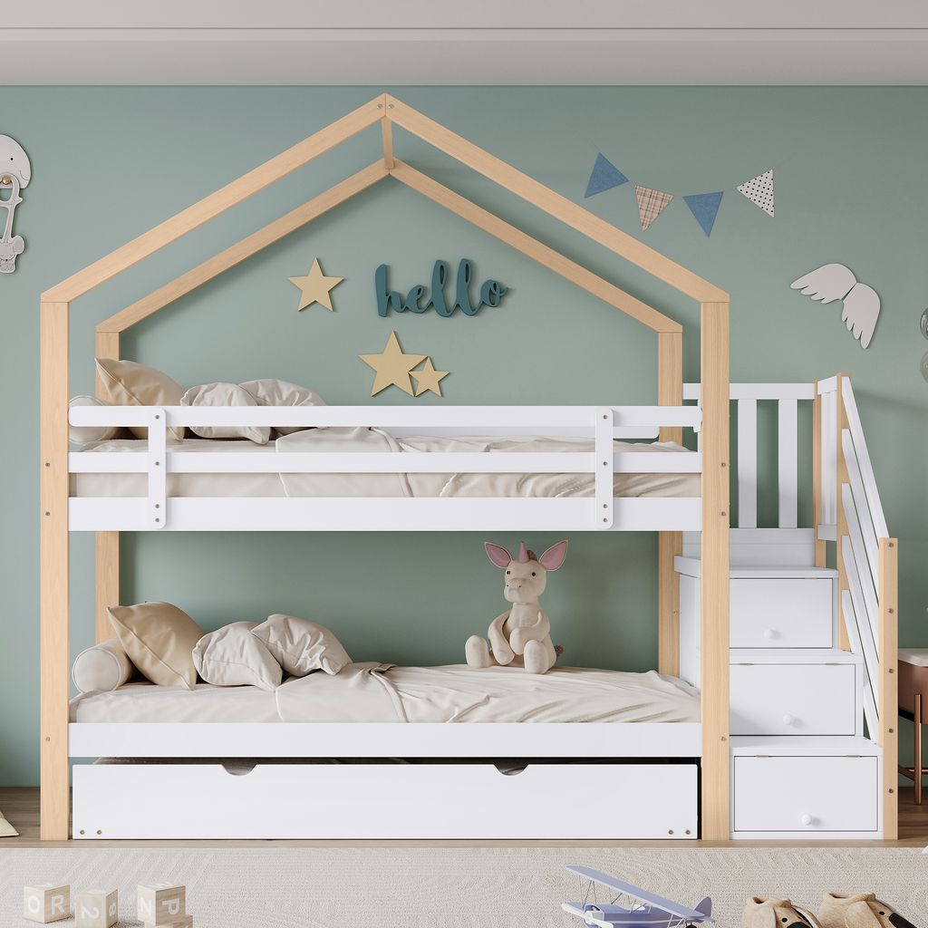 Łóżko piętrowe Flieks 90x200cm/90x190cm z pojemnikiem na Zdjęcie produktu 2