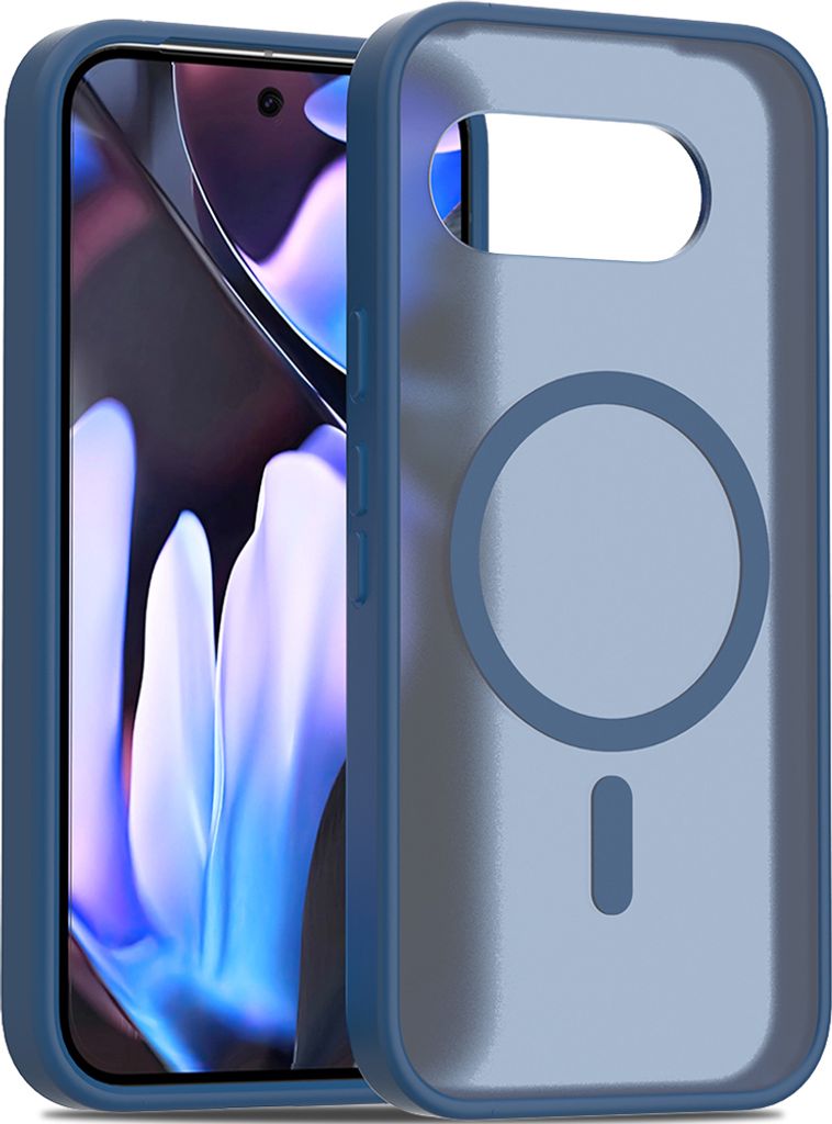 Magnetisch Hülle für Google Pixel 9A, Kompatibel mit MagSafe, Transluzente Matt Rückseite Stoßfeste Handyhülle Dunkelblau