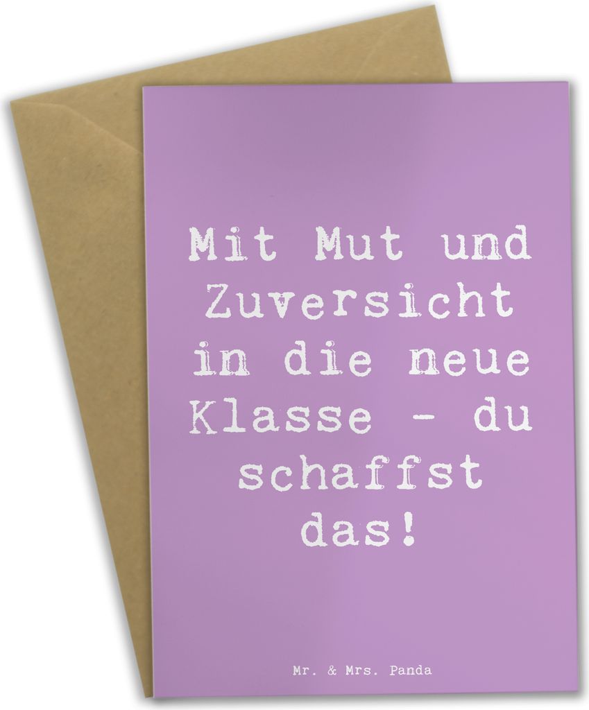 Mr. & Mrs. Panda Grußkarte Spruch Erster Schultag Mut und Zuversicht - Lavendeltraum - Geschenk, Hoffnung, einladungskarten, Mutmacher, machende W...