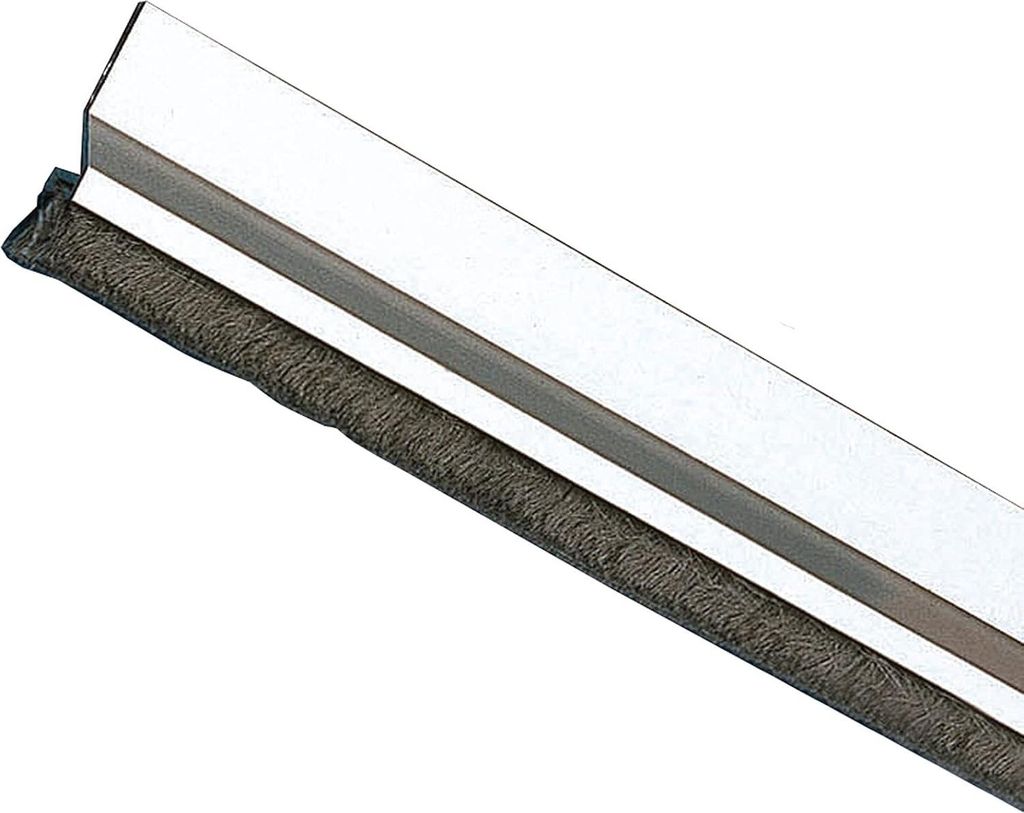 Zugluftstopper für Eingangs- oder Durchgangstüren - Aufzuklebende Haarbürste Kunststofffolie zwischen der Bürste 1 m Silber Aluminium