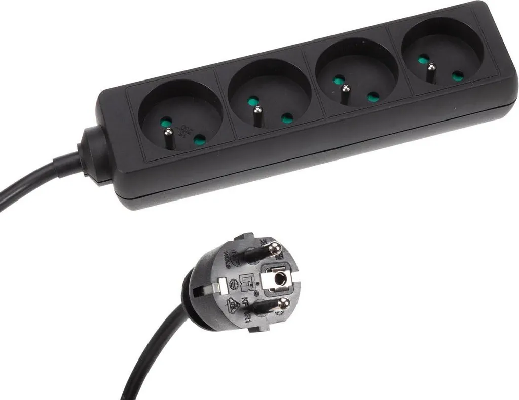 Prolunga 4 Prese Pieghevoli 5m - Cavo 3G1,5 Tubo Sleeve e Spina E