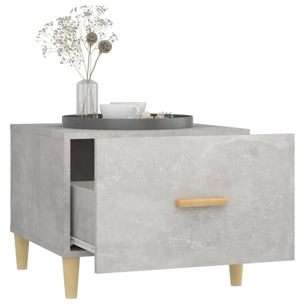 Table basse carrée aspect béton 50x50x40 cm, bois composite robuste
