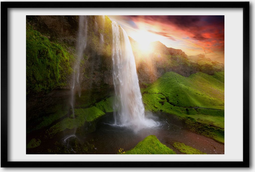 Bild 60x40 MDF-Rahmen, Wandkunst Wasserfall