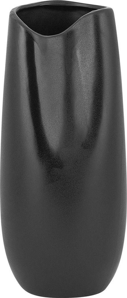 BELIANI Dekovase Schwarz 12 x 32 cm Steinzeug Elegant Extravagant Unregelmässige Form