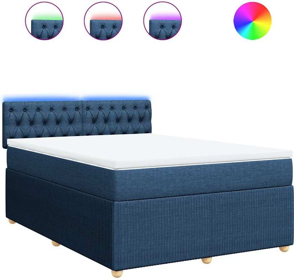 vidaXL Boxspringbett mit Matratze Blau 140x190 cm Stoff