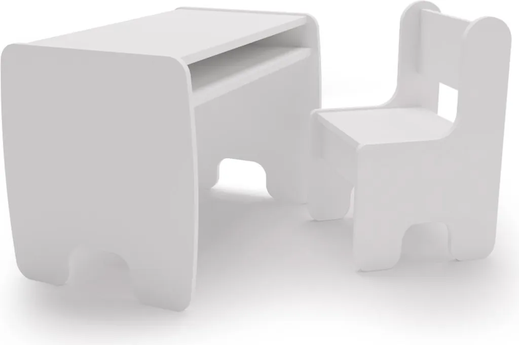Ensemble table et chaise enfant blanc en bois massif pour chambre