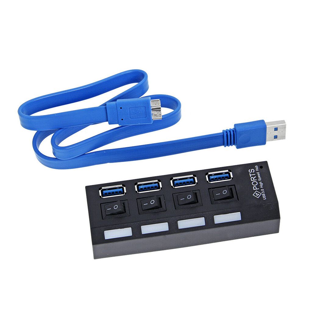 USB 3.0 Hub 7 Port Verteiler Mit USB-Kabel Und Netzteil Für PC Notebook Laptop T 