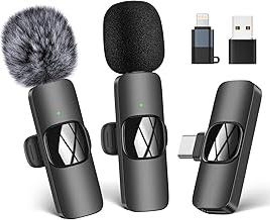 HMKCH Kabelloses Lavalier Mikrofon für Handy/iPhone/Computer, Wireless USB C Ansteckmikrofon für Videoaufnahmen, Vlog, TikTok, YouTube, Rauschunt...