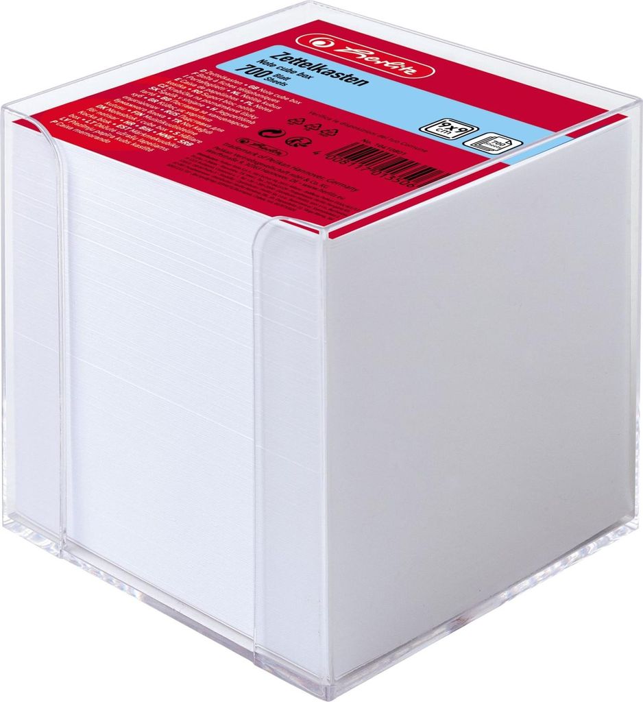 Herlitz Boîte à fiches 9x9x9cm 700 feuilles blanc transp. Image du produit 
