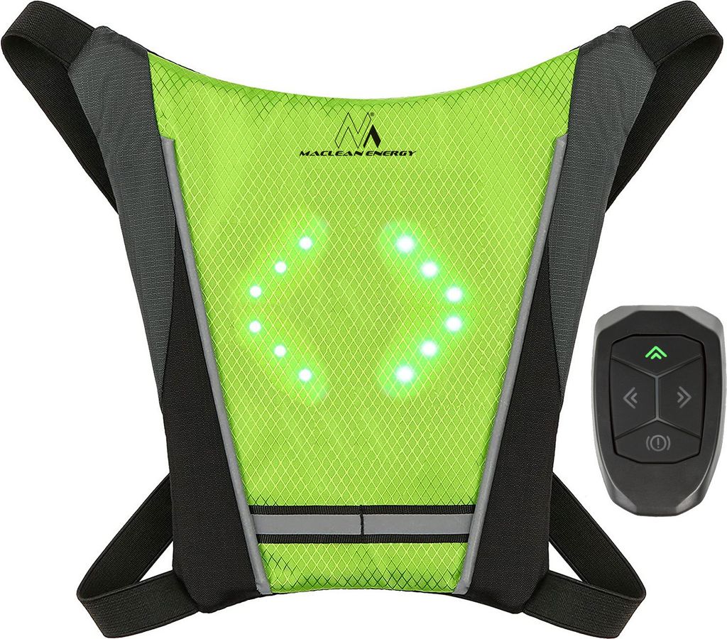 Sicherheitswarnweste mit LED Blinker Rucksack mit Einstellbaren Richtungsanzeigern Fernbedienung Laufen Radfahren USB Wiederaufladbar Fahrradweste ...