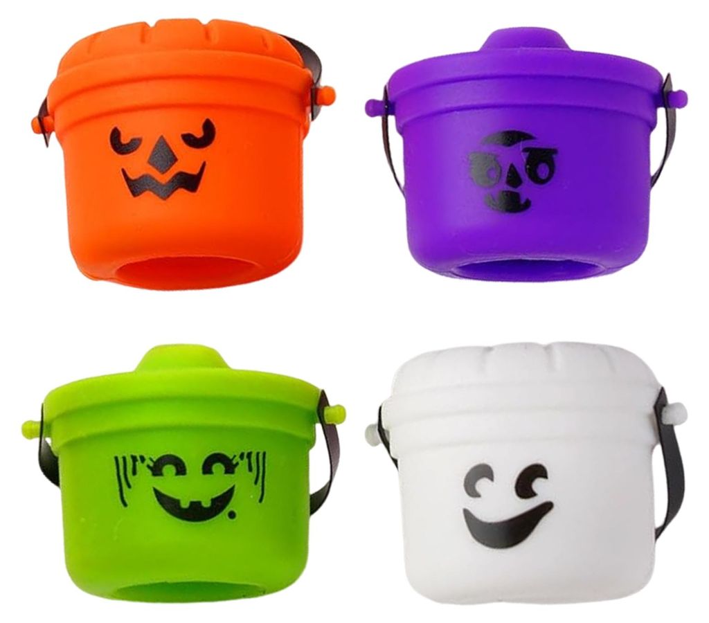 Halloween-Kürbis-Eimer-Trinkhalmaufsatz, wiederverwendbarer Strohhalmdeckel für 30-oz- und 40-oz-Becher, gruseliges Getränkeaccessoire für Partys