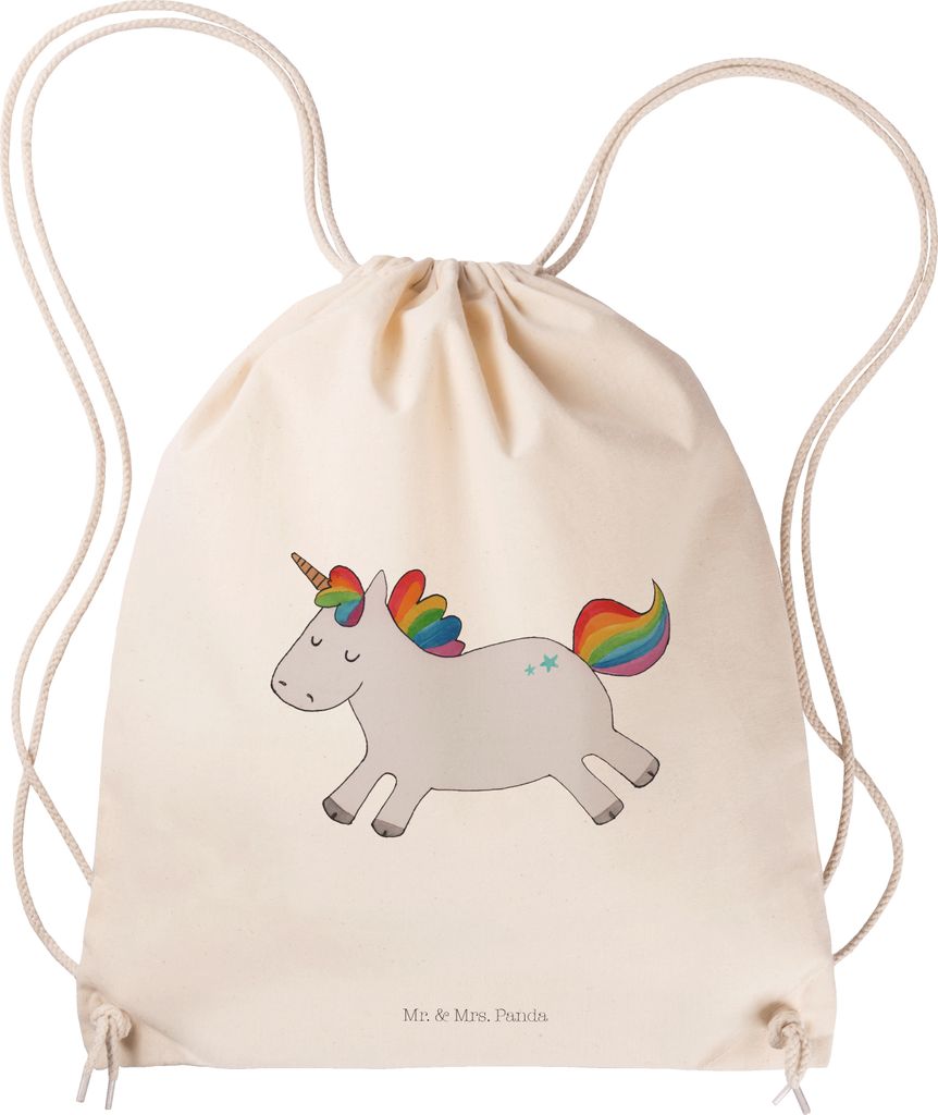 Mr. & Mrs. Panda Beutel Rucksack Einhorn Happy - Transparent - Geschenk, Unicorn, Lächeln, Einhörner, Gymbag, festival tasche, wander, gymnastikt...