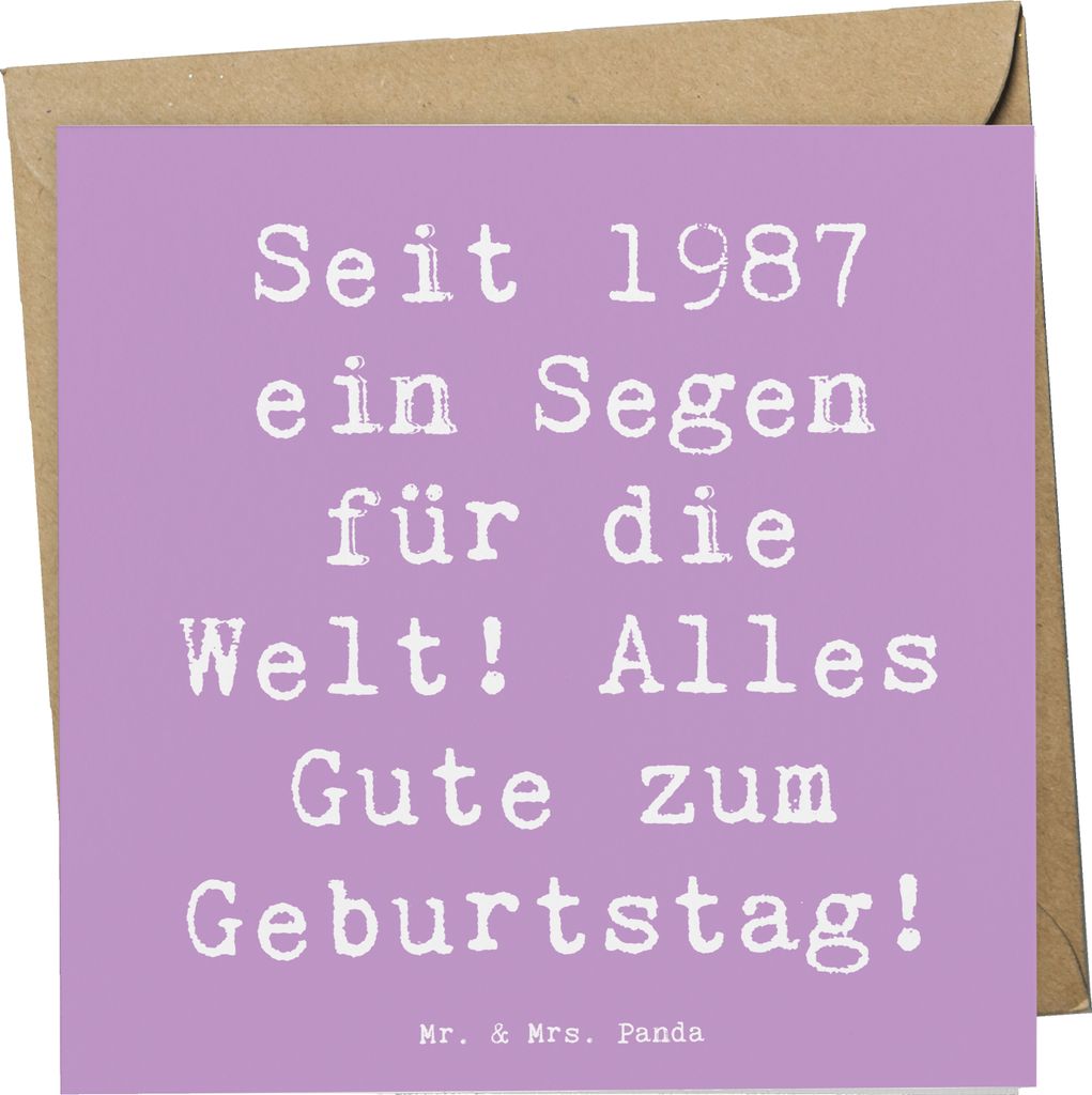 Mr. & Mrs. Panda Grußkarte Spruch 1987 Geburtstag - Lavendeltraum - Geschenk, anlasskarte, Geburtsjahr, Geburtstagsgeschenk, Happy Birthday, Glüc...
