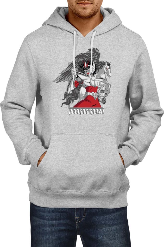 Herren Kapuzenpullover Japan Anime Manga Saint Anime Seiya Pegasus Seiya 03 Flying Horse, Man L / Grau