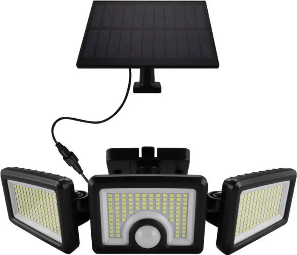 Projecteur solaire jardin et garage 3 têtes pour éclairage large