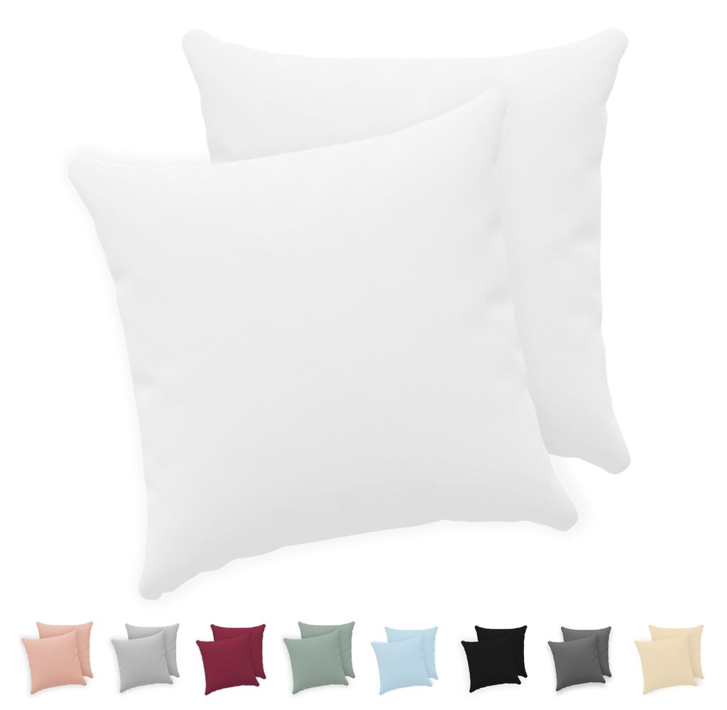 Kissenbezug 65x65 (2er-Set) – 100 % Jersey-Baumwolle, 150 g/m² – Weiß – Für Kissenbezüge der Größe 65x65 cm – Kissenbezug mit Reißve...