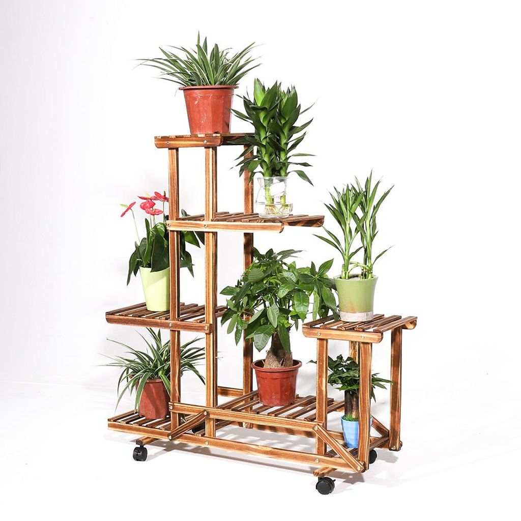 FATIVO Étagère à fleurs sur roulettes, support à fleurs à 6 Image du produit 