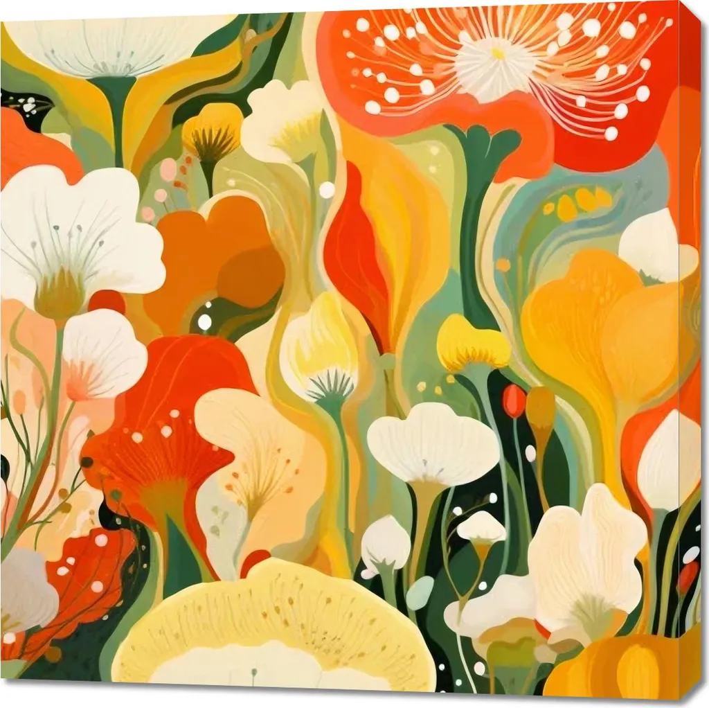 Quadro Moderno 90x90 Paradiso Floreale | Telaio Legno Alta Qualità