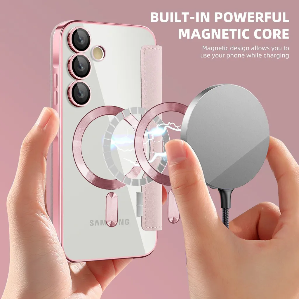 Custodia Samsung A35 MagSafe Rosa: Protezione Fotocamera e Portacarte - 3