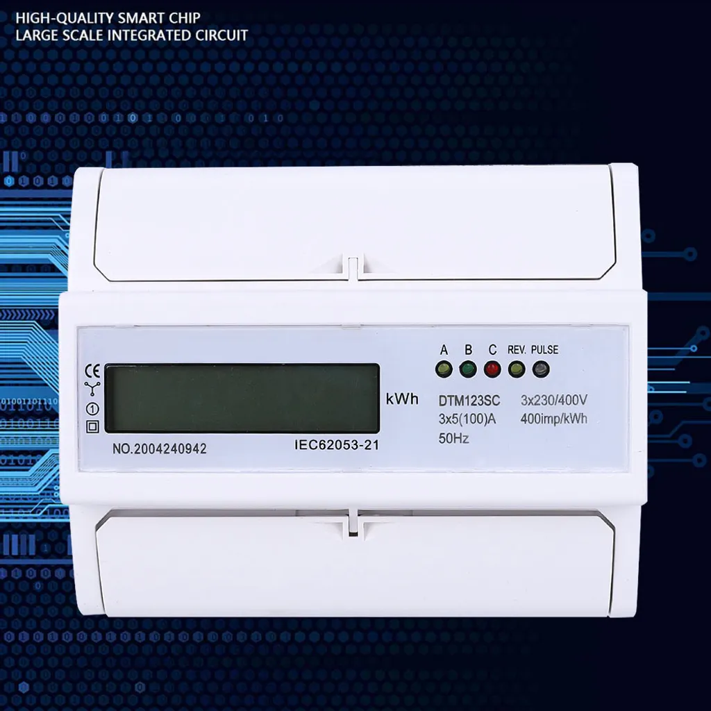 Compteur d'énergie triphasé 100A numérique KWh avec écran LCD - 7