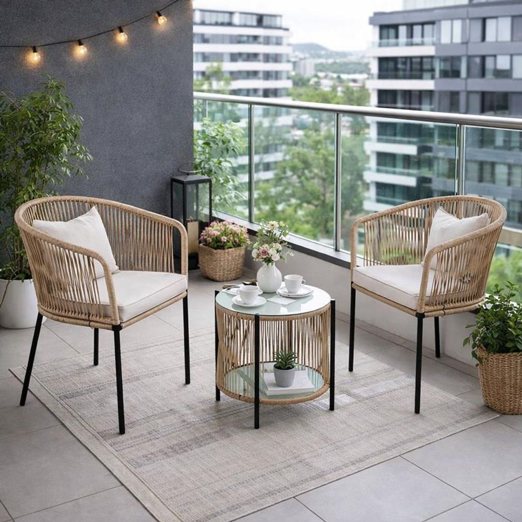 Balkonset Gartenset Bistro Set Gartenmöbel Set Outdoor Rope Produktbild 