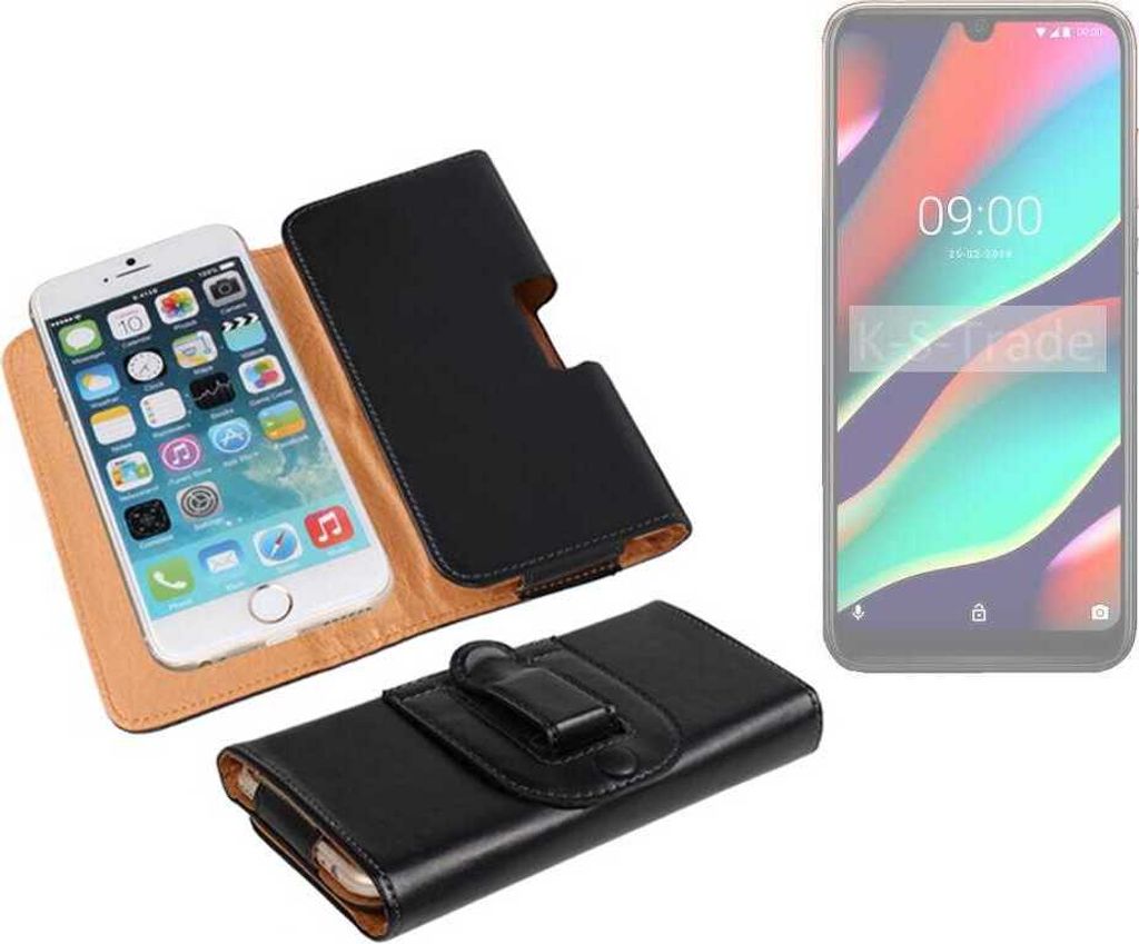 K-S-Trade Schützhülle Handyhülle kompatibel mit Wiko View 3 Holster Gürtel Tasche Schutzhülle Handy-Tasche Smartphone Case Seitentasche schwarz