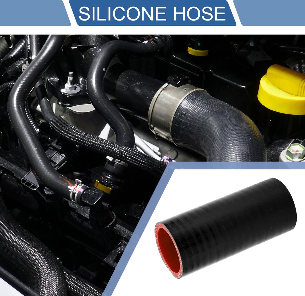 1 Stück 45mm/1,77" ID 127mm/5" Länge 0 Grad Schwarz Rot Auto Silikonschlauch Kühlmittelschlauch Universal