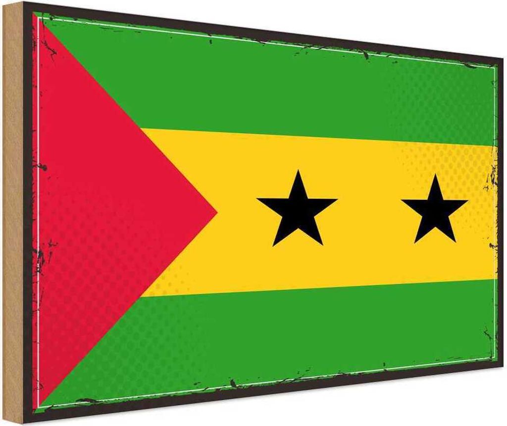 vianmo Holzschild 12x18 cm São Tomé und Príncipe Flagge Fahne Wappen